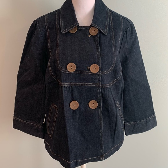 Stretch double breasted peplum jacket w/pockets. NWOT - Picture 1 of 5